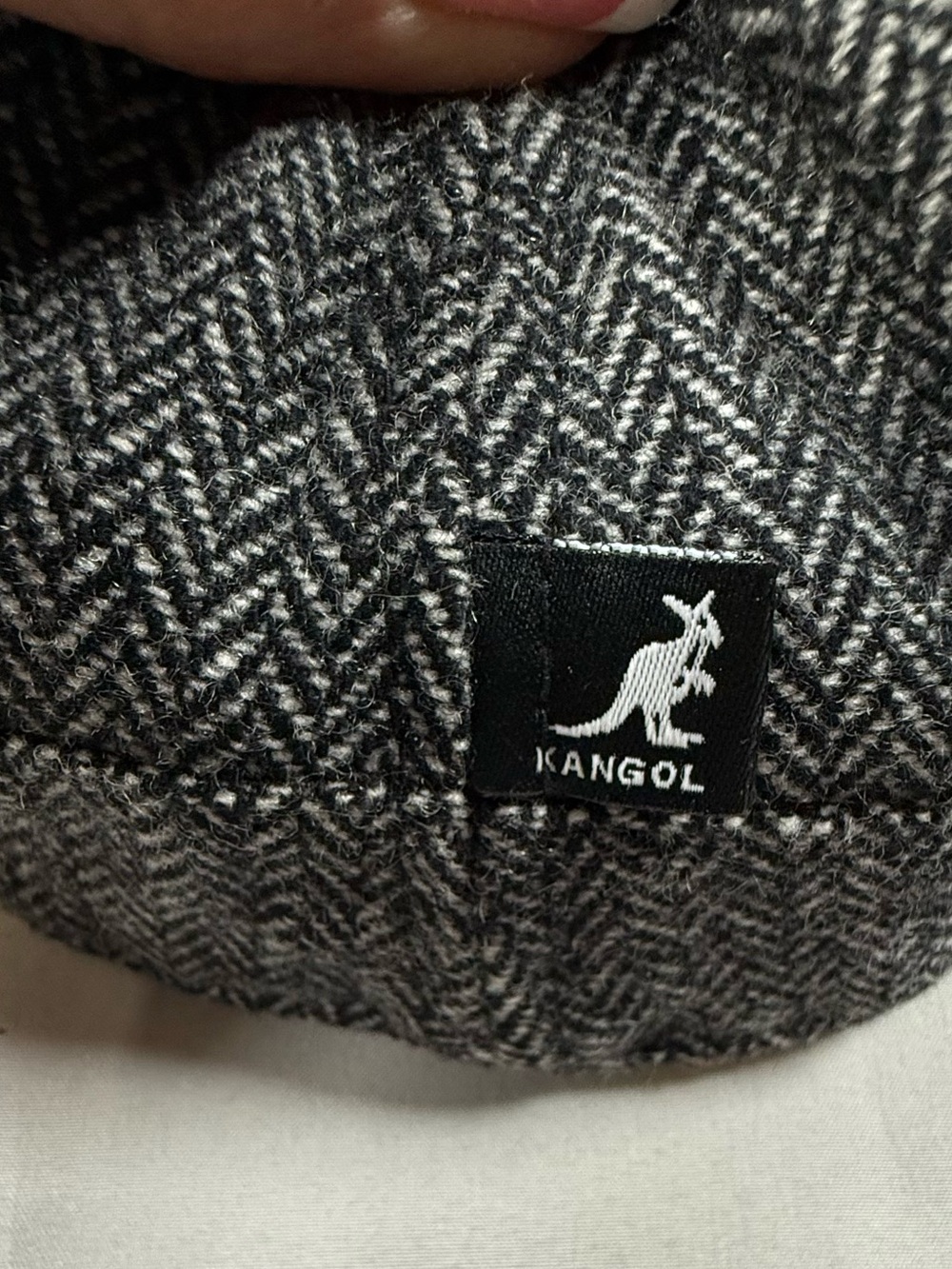 Kangol Black & White Herringbone Cadet Cap - Picture 3 of 6
